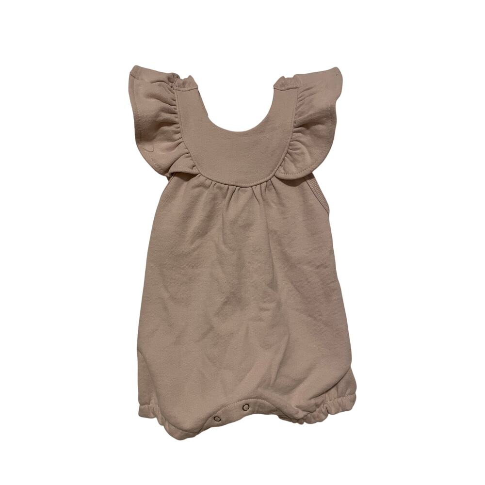 Musli Sweat Frill Romper pink sleeveless ruffled solid snaps Size 3-6 mo
